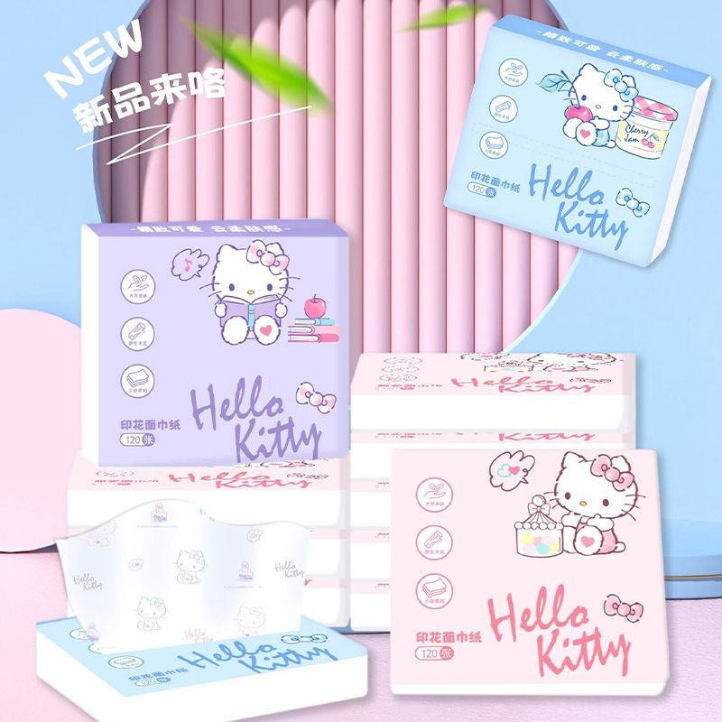 Travel Accessories For Japan - กระดาษทิชชู่ลายเฮลโลคิตตี้แบบใหม่ แพ็ค 6 ชิ้น กระดาษทิชชู่พกพา 3