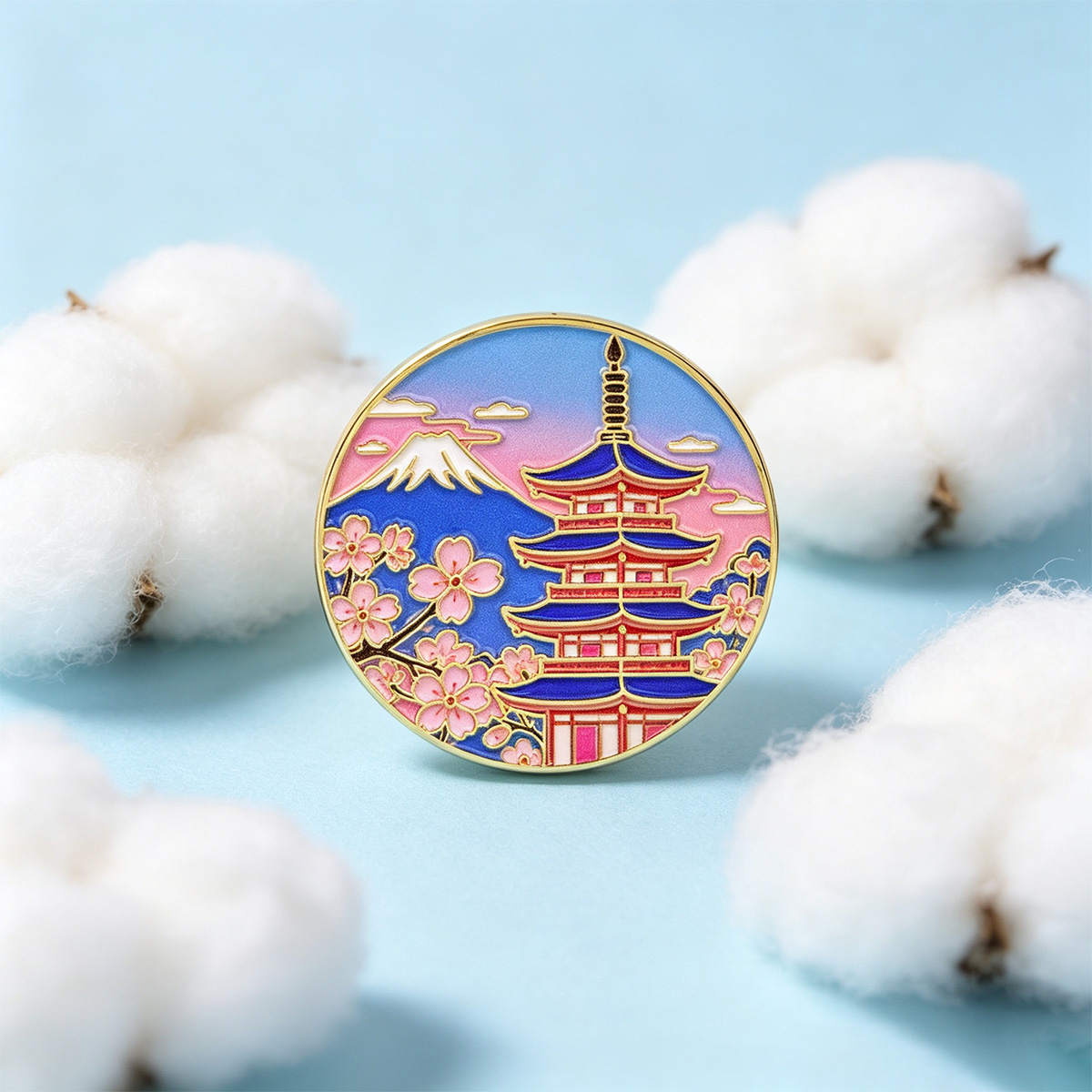 Travel Accessories For Japan - เข็มกลัดเคลือบลายดอกซากุระญี่ปุ่นแบบวินเทจ ของตกแต่งกระเป๋าเป้สะพายหลัง ของขวัญสำหรับคนรักการเดินทาง