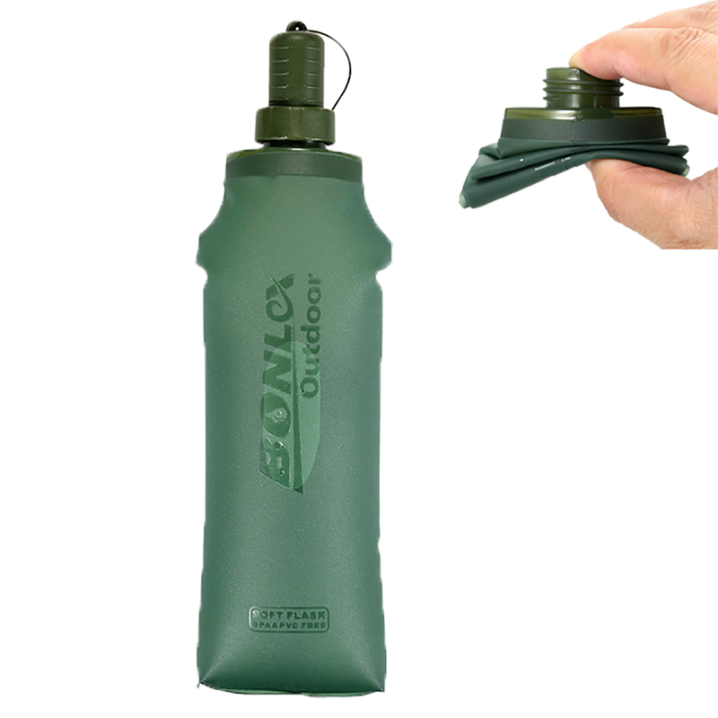 Water Bottle Collapsible - ถุงน้ำแบบพับได้ขนาด 250 มล. 500 มล. ขวดน้ำแบบพับได้พร้อมฝาปิดกันฝุ่นสำหรับการเดินป่าขี่จักรยานผจญภัยกลางแจ้ง