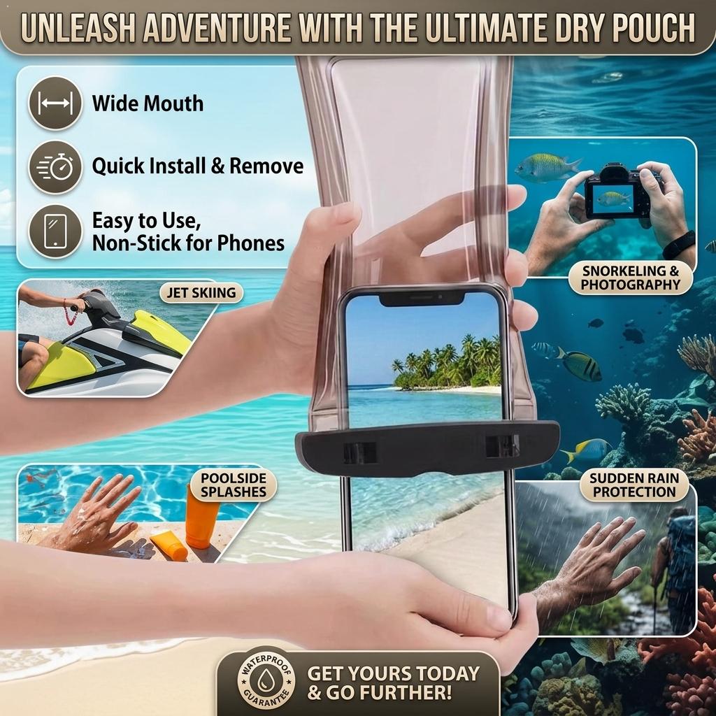 Travel Accessories And Bags - เคสโทรศัพท์กันน้ำแบบใส กระเป๋ากันน้ำสำหรับ iPhone สมาร์ทโฟน อุปกรณ์เสริมสำหรับกีฬาทางน้ำ เหมาะสำหรับการเดินทาง