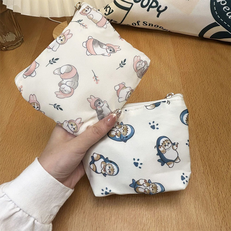 Travel Accessories For Japan - กระเป๋าเครื่องสำอางลายแมวฉลามสไตล์ญี่ปุ่น Mofusand กระเป๋าผ้าแคนวาสลายการ์ตูน กระเป๋าเก็บของพกพาสำหรับเดินทาง กระเป๋าเก็บของจุกจิก ของขวัญสำหรับเพื่อน
