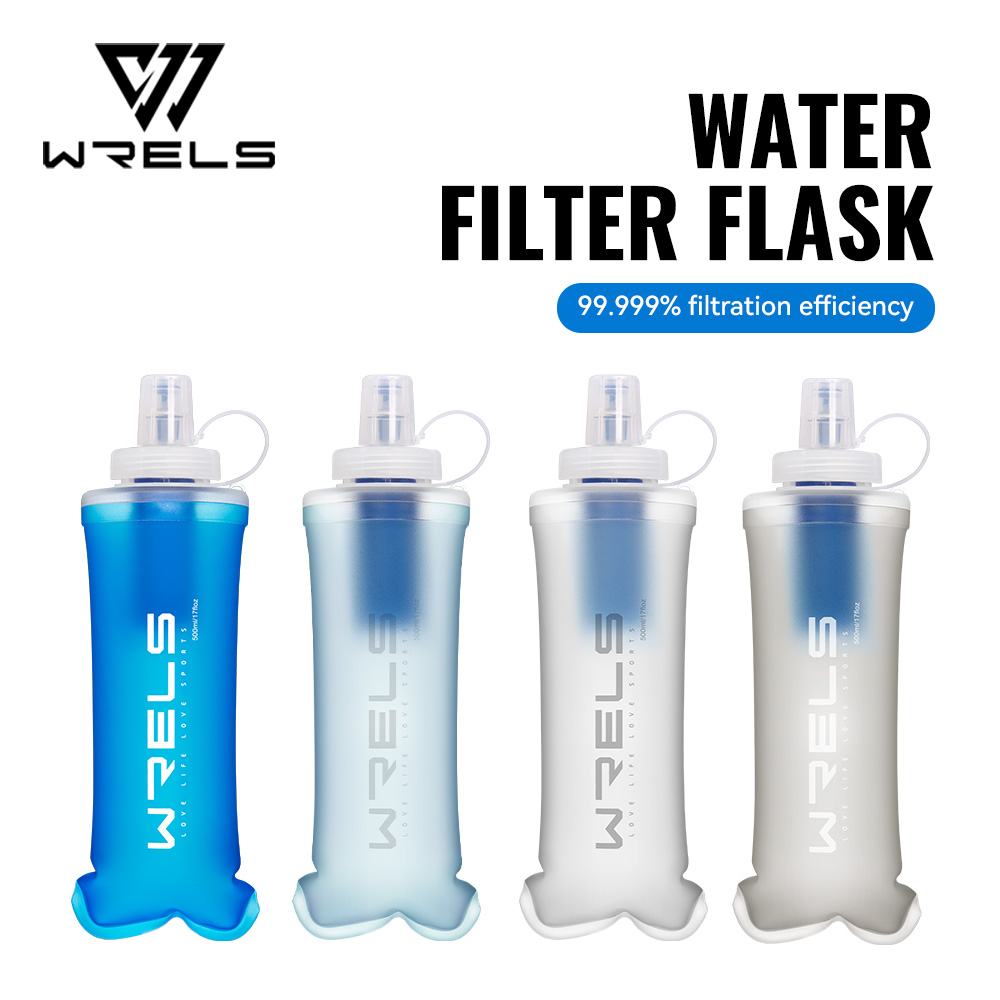 Water Bottle Collapsible - WRELS ขวดกรองน้ำ ขวดน้ำแบบนิ่มพับได้พร้อมตัวกรอง ขวดน้ำกรองสองชั้นสำหรับกิจกรรมกลางแจ้ง