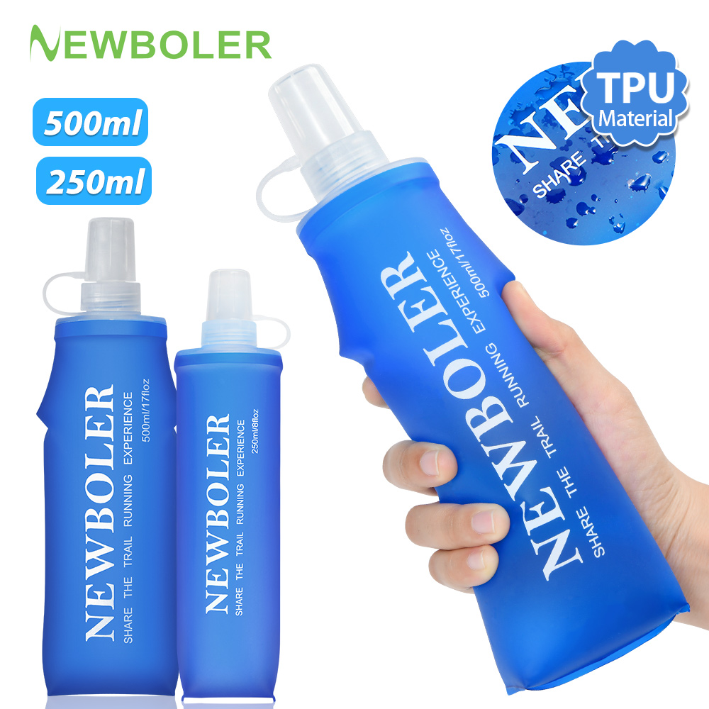 Water Bottle Collapsible - NEWBOLER 250 ml/500 ml กลางแจ้งซิลิโคนกัดขนาดขวดน้ําวิ่งตั้งแคมป์เดินป่าท่องเที่ยวสะดวกขวดน้ํา