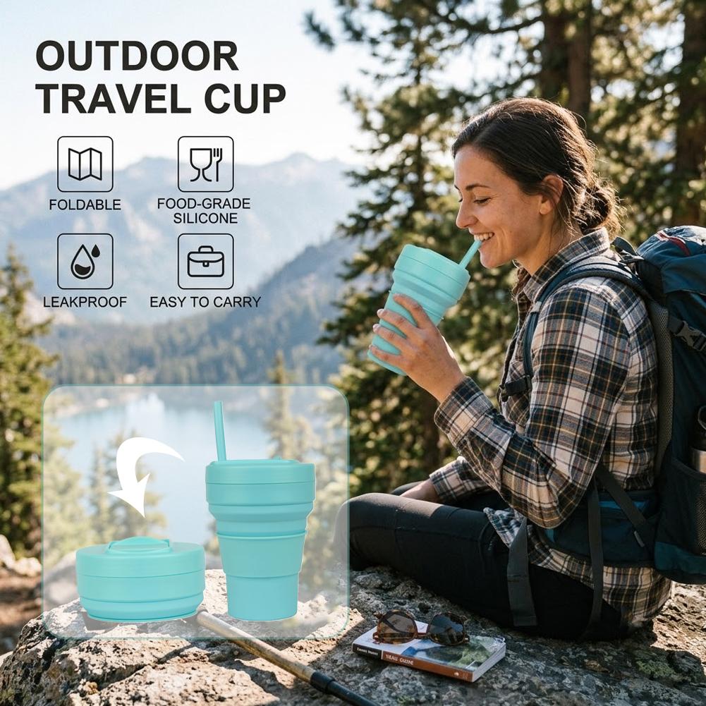 ถ้วยกาแฟซิลิโคนพับได้พร้อมฝาปิ - Water Bottle Collapsible บทวิจารณ์และราคา